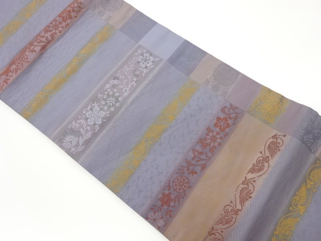 JAPANESE NAGOYA OBI / WOVEN FLOWER CREST